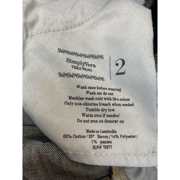 Simply Vera Wang Women's Jeans Size 2‎ Blue Denim Mid-Rise Skinny Jeans 28x30 - Picture 8 of 11